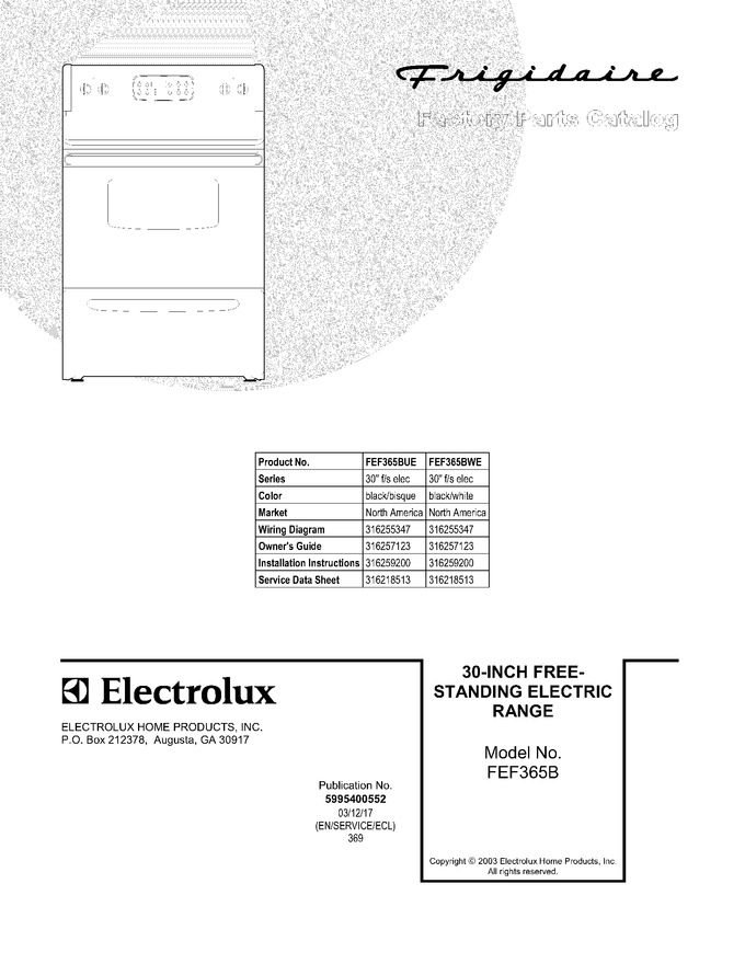 Diagram for FEF365BWE