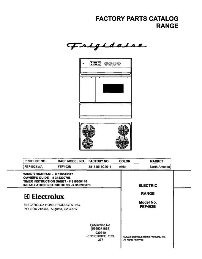 Diagram for FEF402BWA