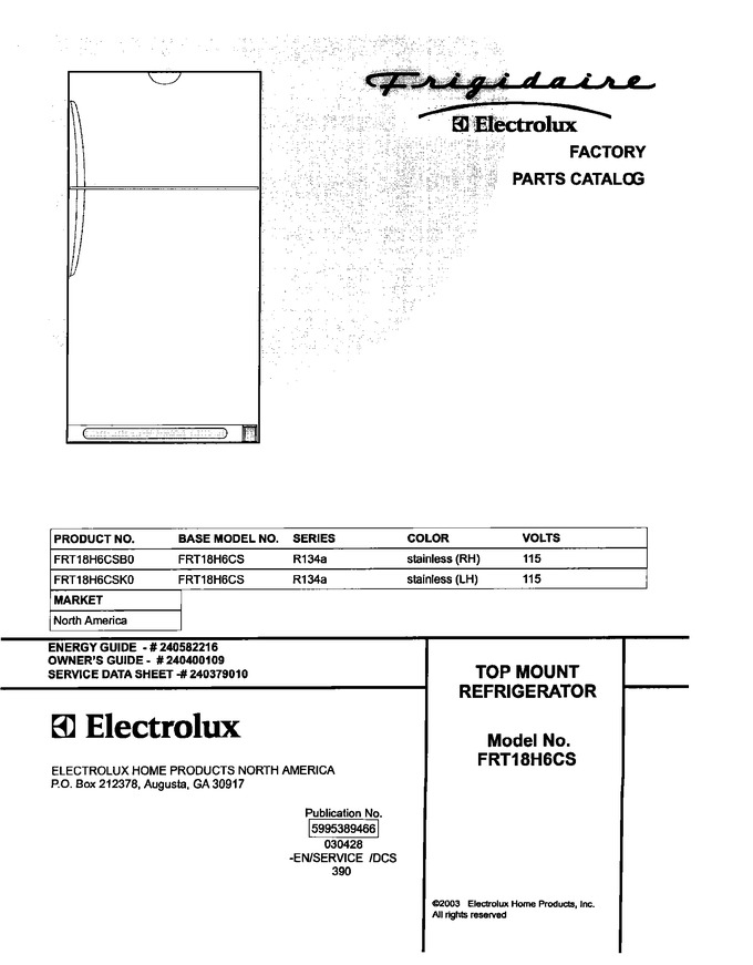 Diagram for FRT18H6CSB0