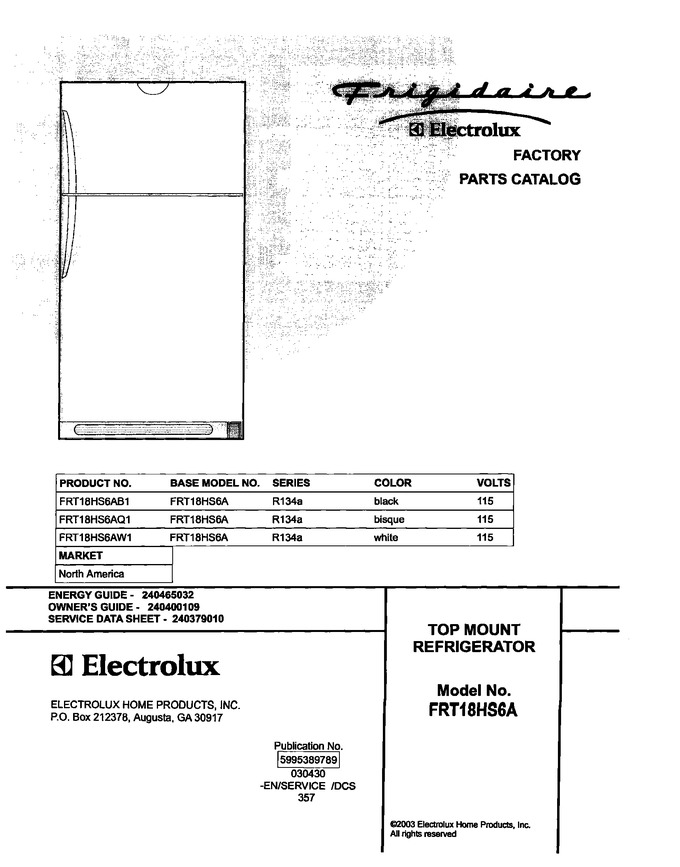Diagram for FRT18HS6AW1