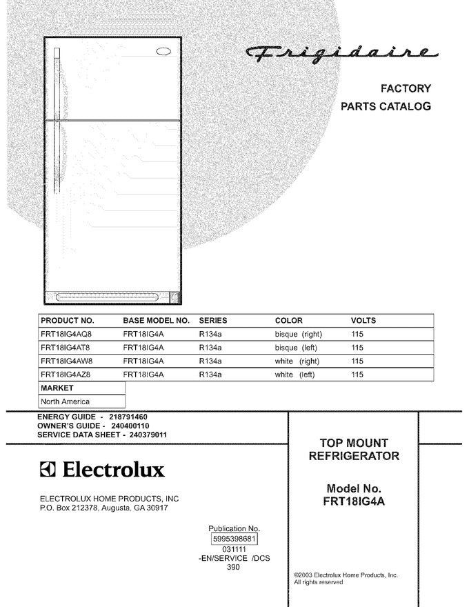 Diagram for FRT18IG4AW8