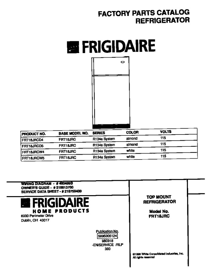 Diagram for FRT18JRCW5