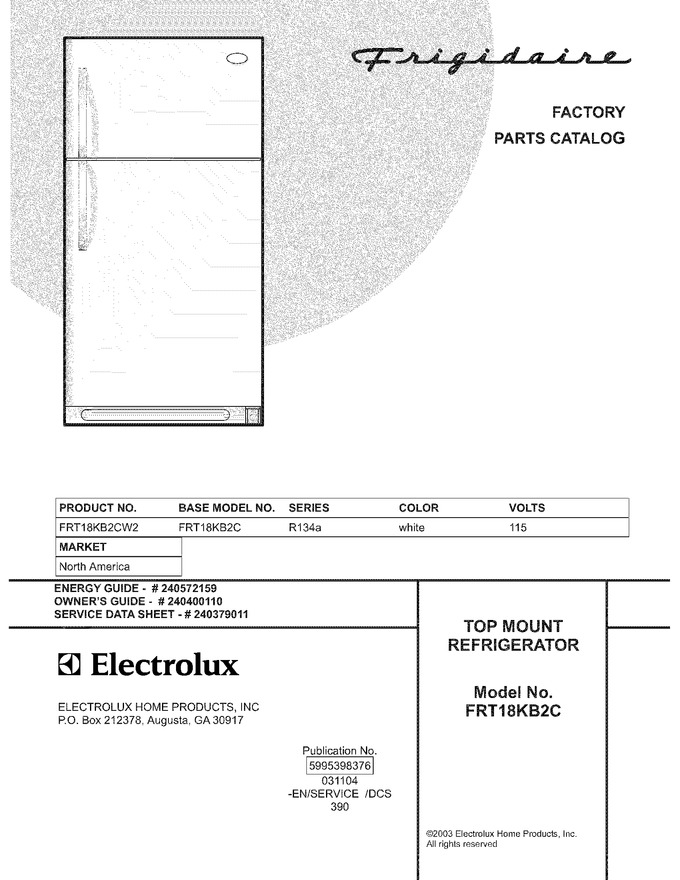Diagram for FRT18KB2CW2