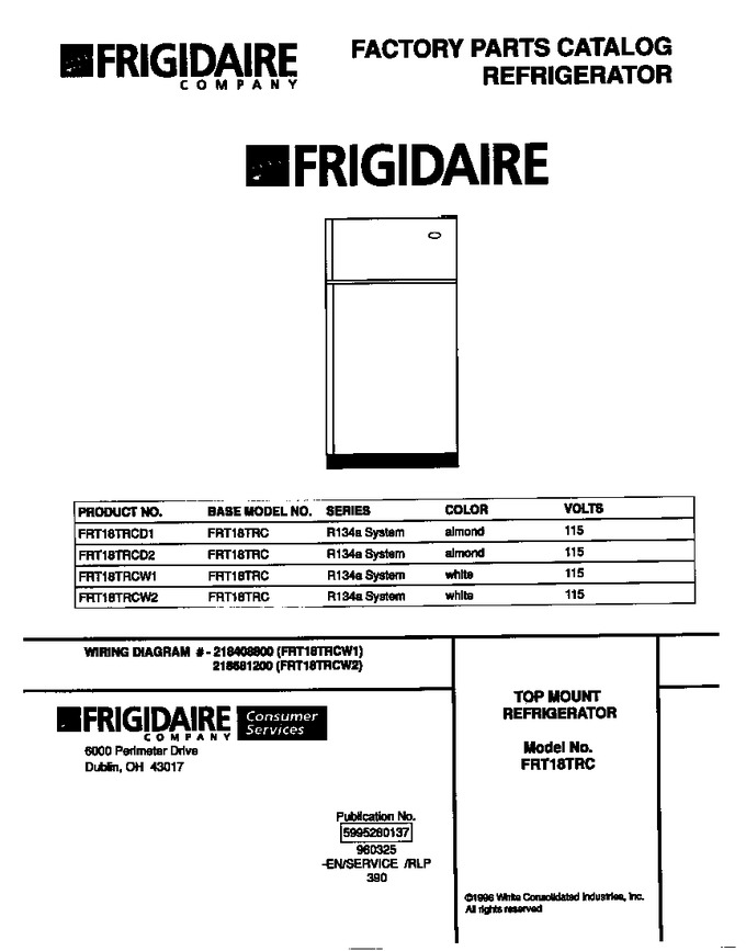 Diagram for FRT18TRCW2