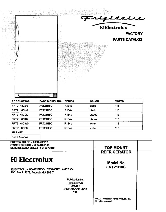 Diagram for FRT21H8CT0