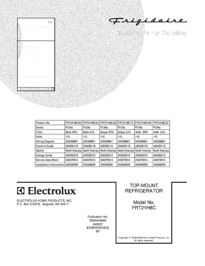 Diagram for FRT21H8CT2