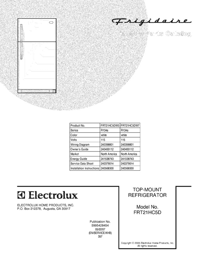 Diagram for FRT21HC5DW7