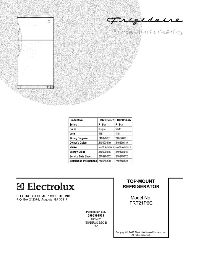 Diagram for FRT21P6CW2