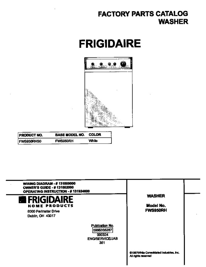 Diagram for FWS950RHS0