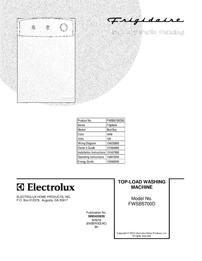 Diagram for FWSB5700DS0