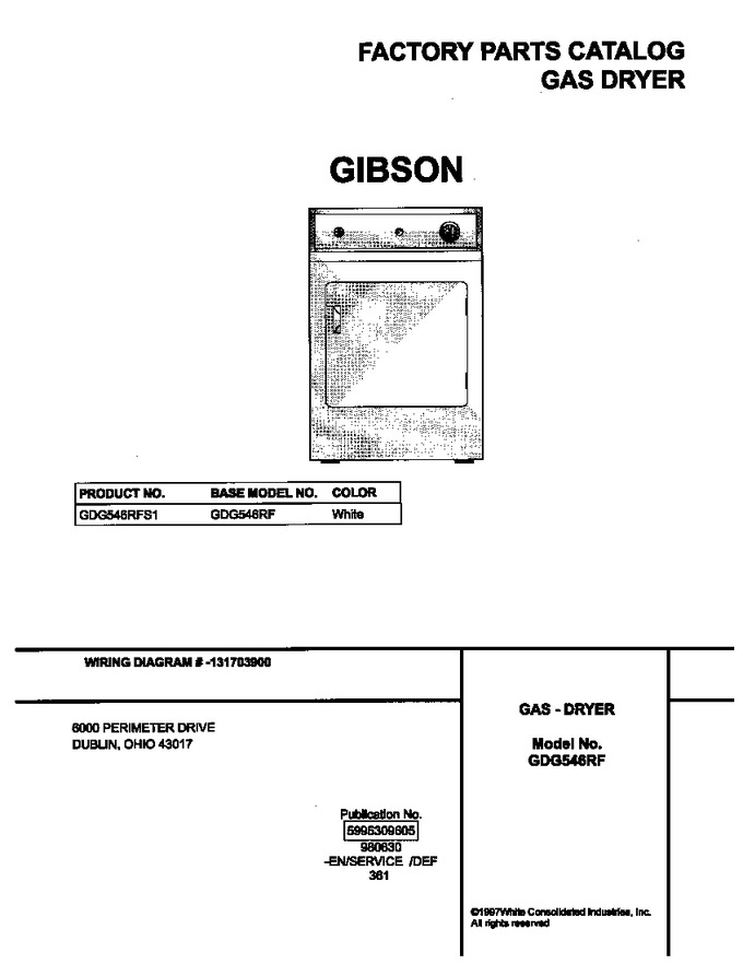 Diagram for GDG546RFS1