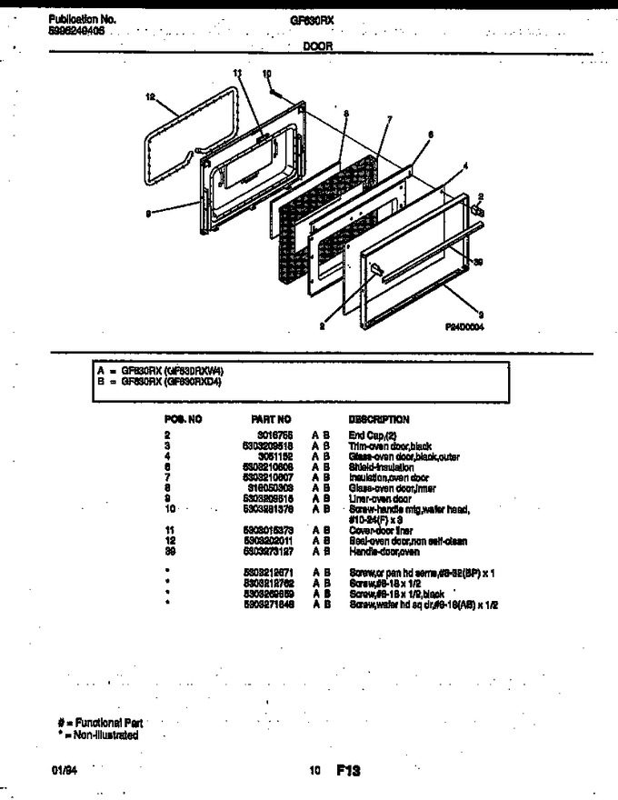 Diagram for GF630RXW4