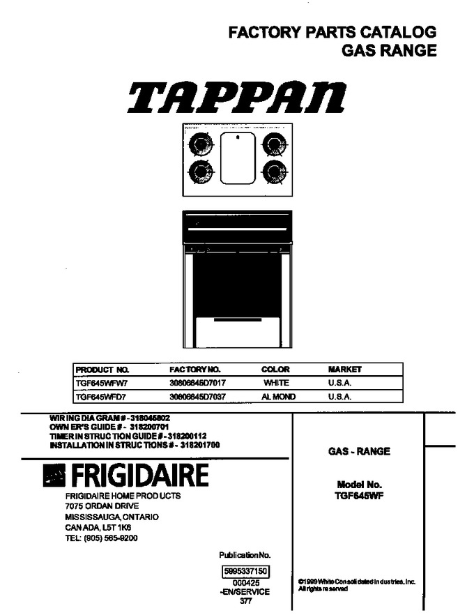 Diagram for TGF645WFW7