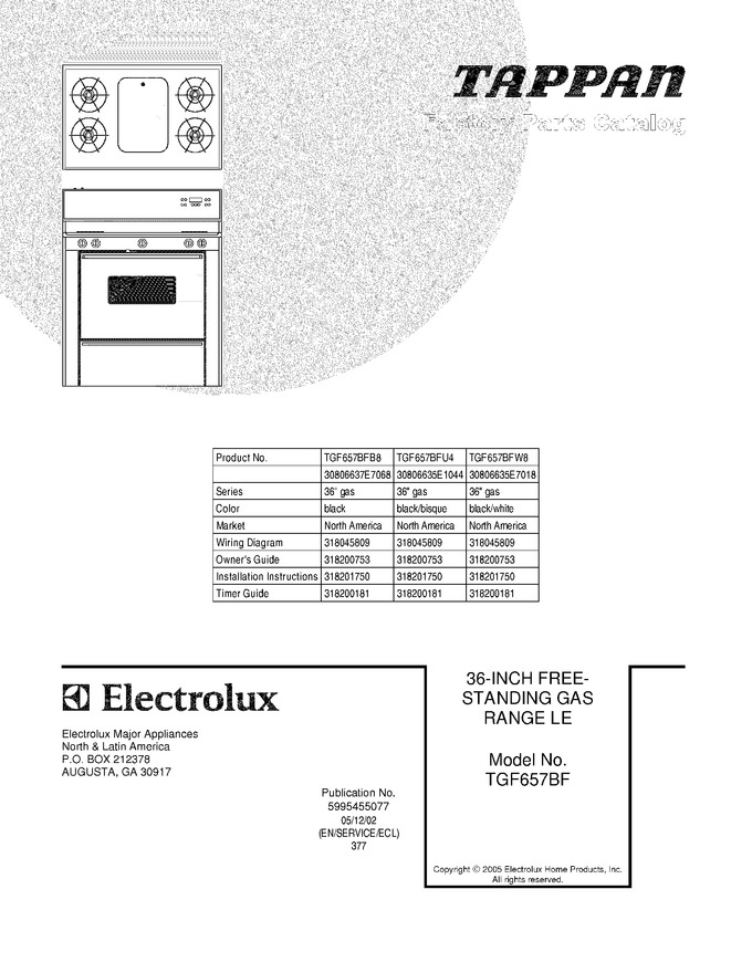 Diagram for TGF657BFW8