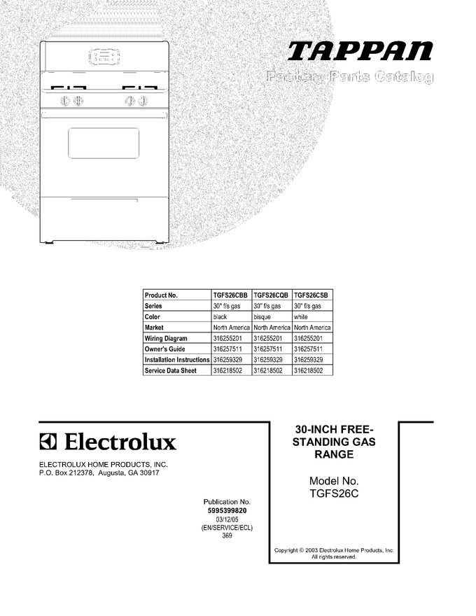Diagram for TGFS26CSB