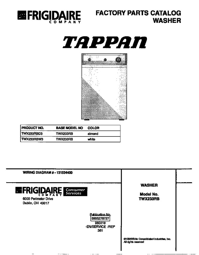 Diagram for TWX233RBD3