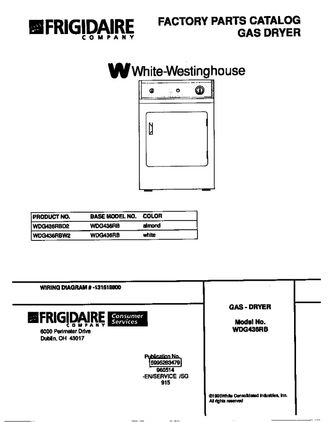Diagram for WDG436RBW2