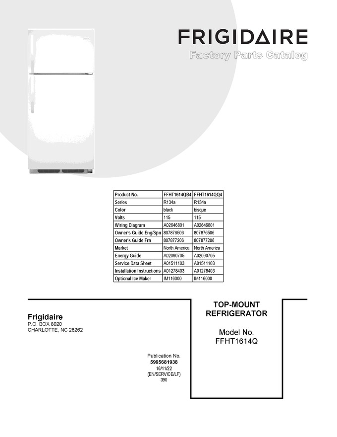 Diagram for FFHT1614QB4