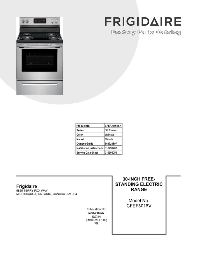 Diagram for CFEF3016VSA