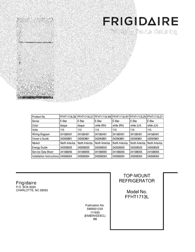 Diagram for FFHT1713LW7