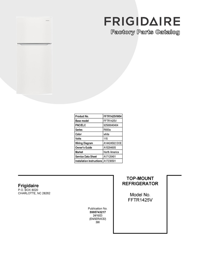 Diagram for FFTR1425VW04