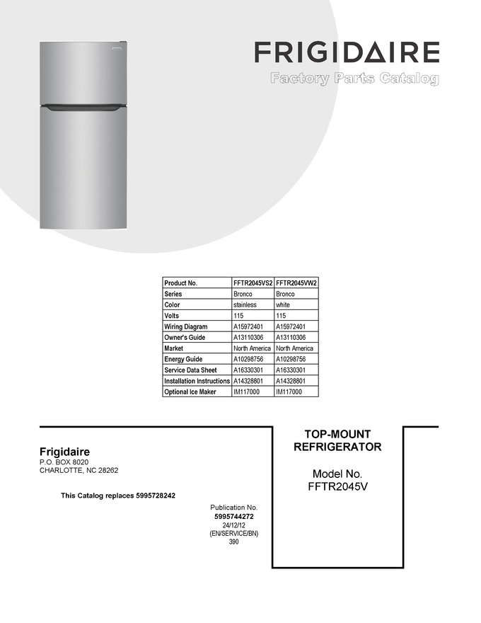 Diagram for FFTR2045VW2