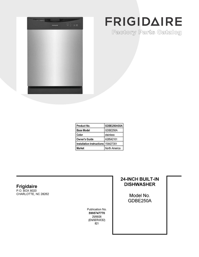 Diagram for GDBE250AS0A