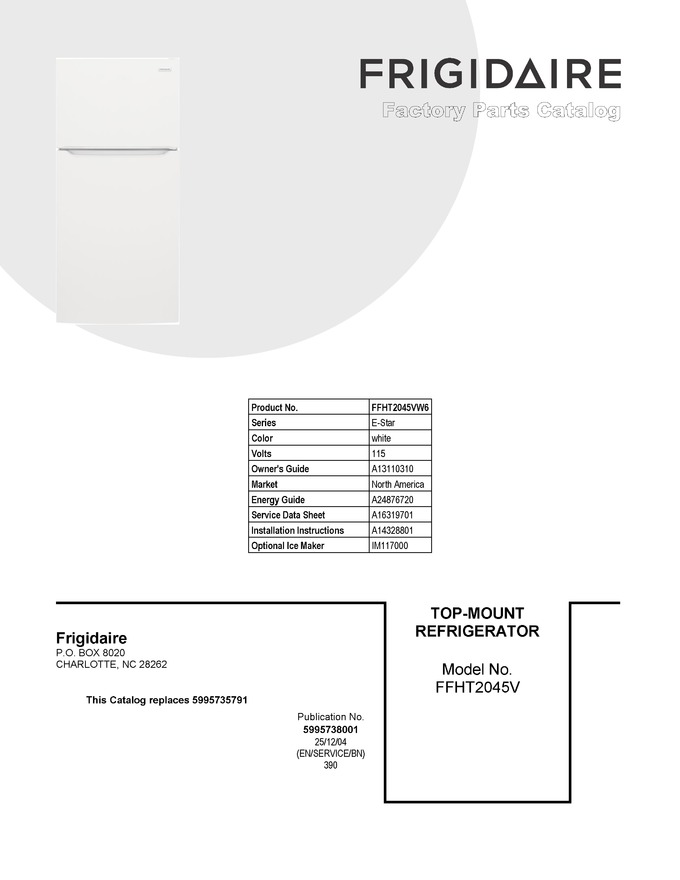 Diagram for FFHT2045VW6