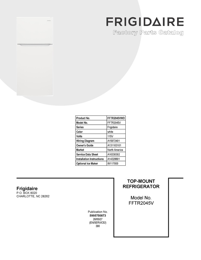 Diagram for FFTR2045VWD