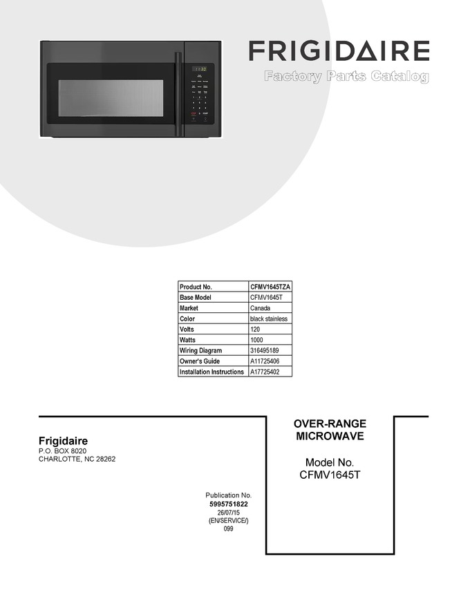 Diagram for CFMV1645TZA