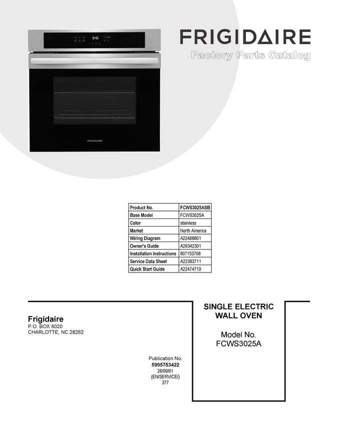 Diagram for FCWS3025ASB
