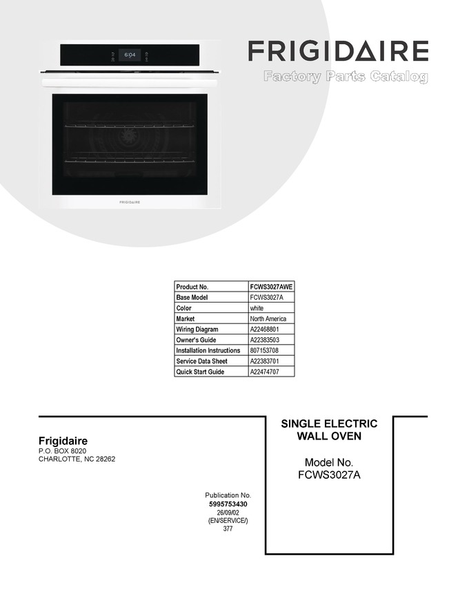 Diagram for FCWS3027AWE