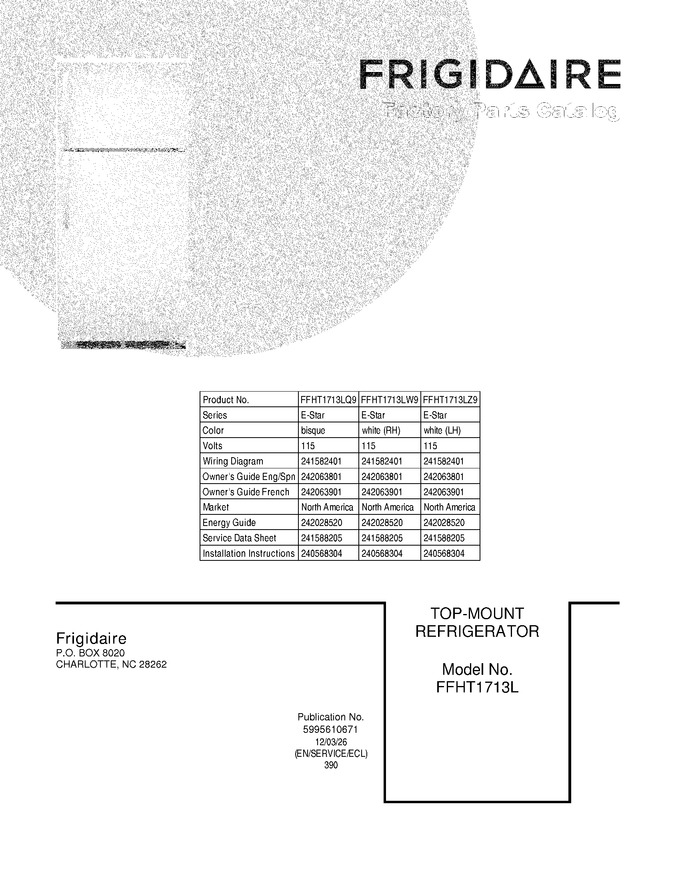 Diagram for FFHT1713LW9