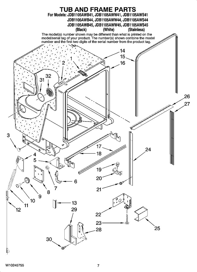 Diagram for JDB1105AWS44