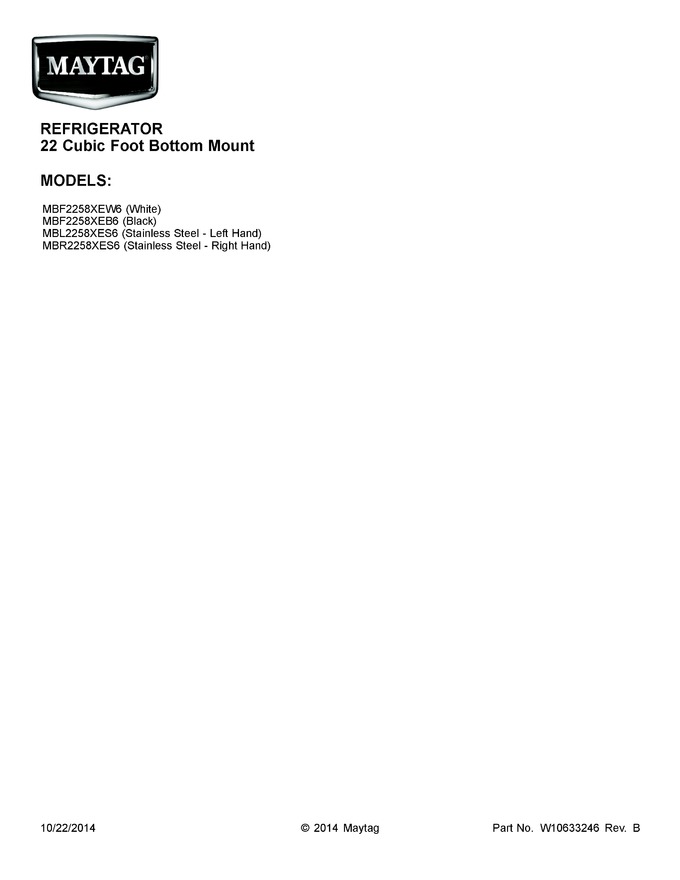 Diagram for MBR2258XES6