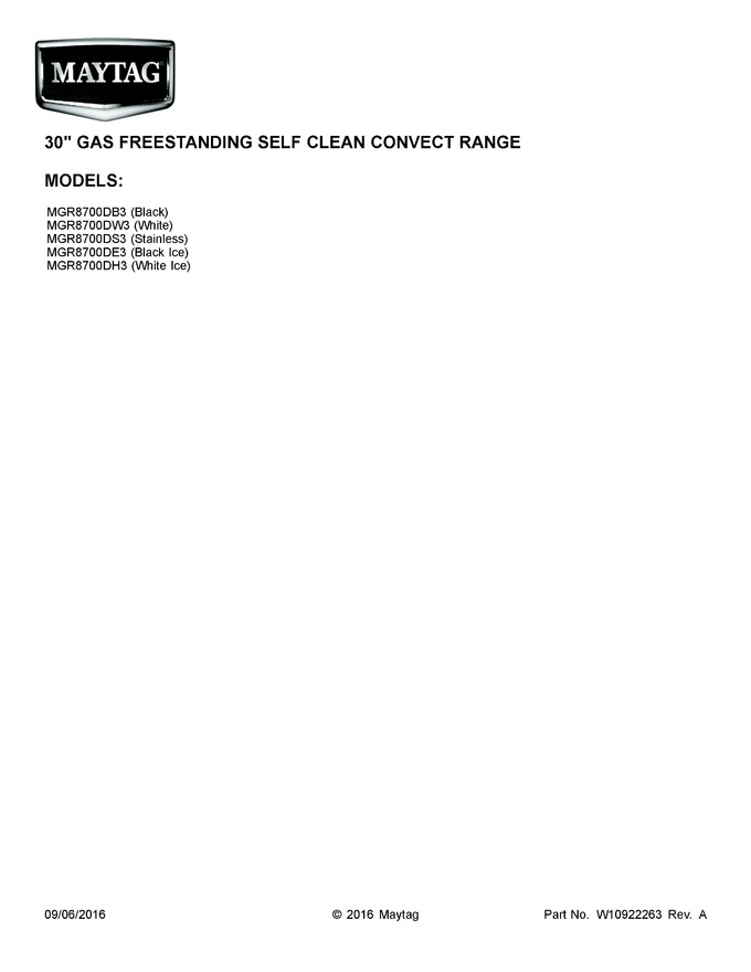 Diagram for MGR8700DE3