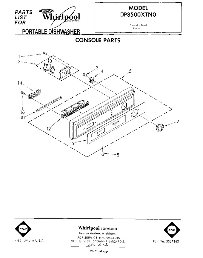 Diagram for DP8500XTN0