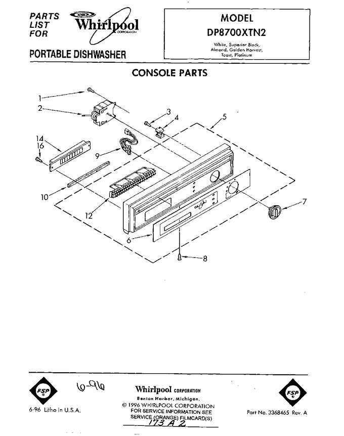 Diagram for DP8700XTW2