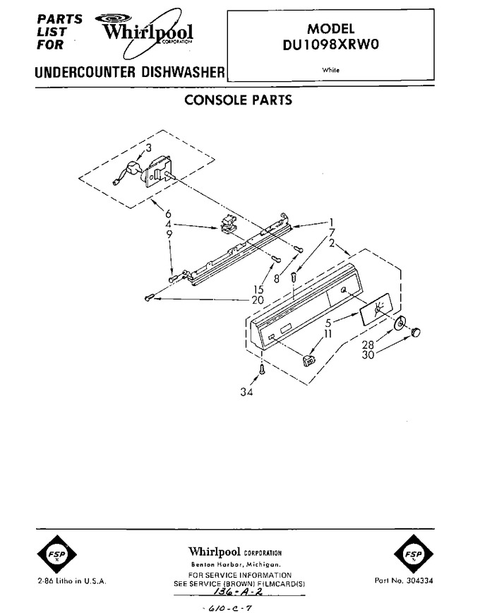 Diagram for DU1098XRW0