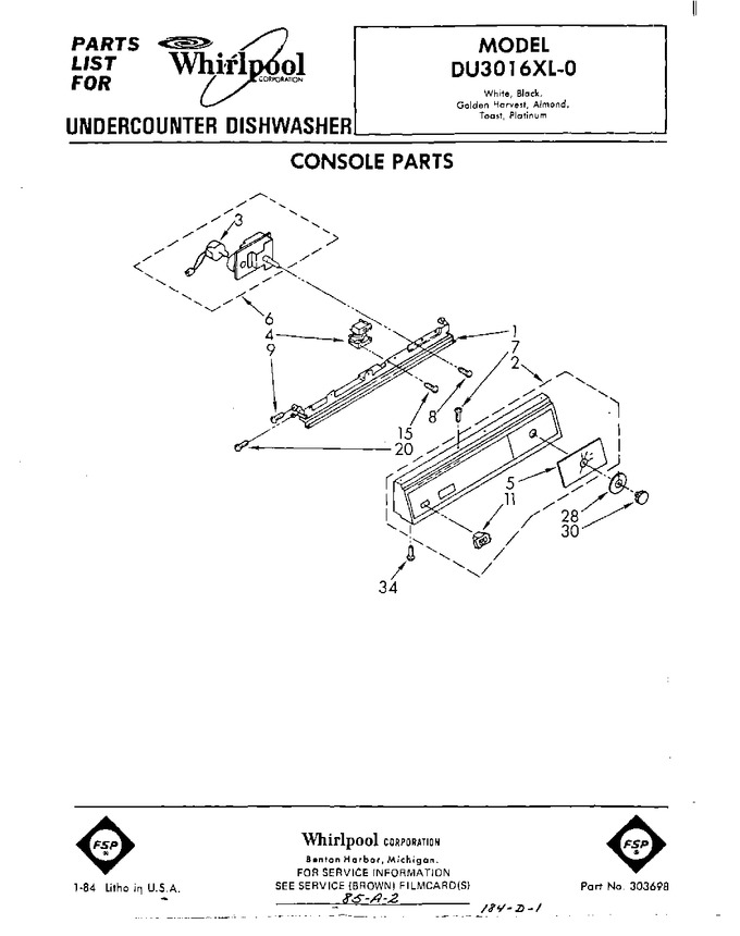 Diagram for DU3016XL0