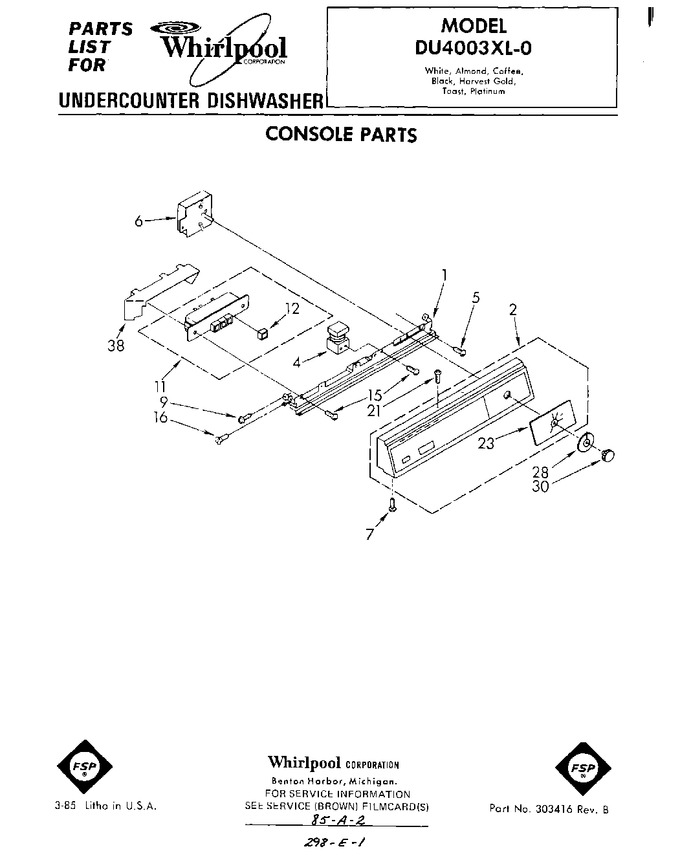 Diagram for DU4003XL0