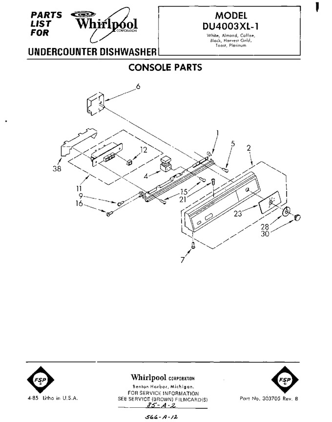 Diagram for DU4003XL1