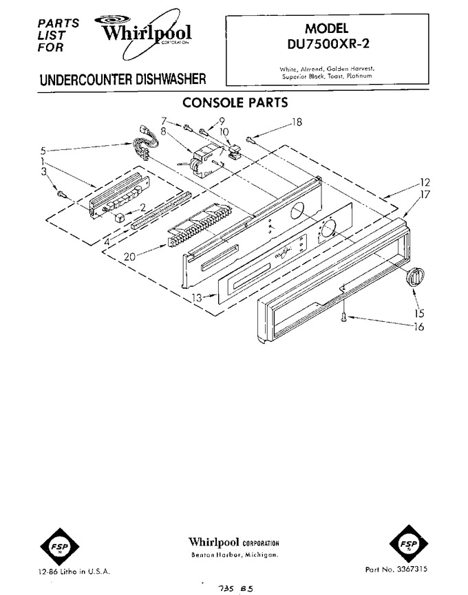 Diagram for DU7500XR2