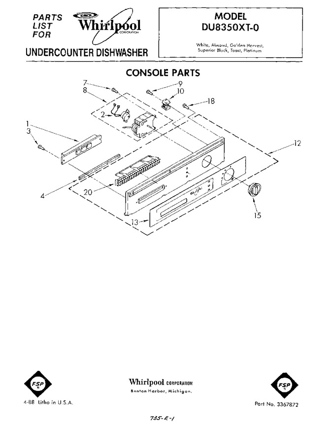 Diagram for DU8350XT0