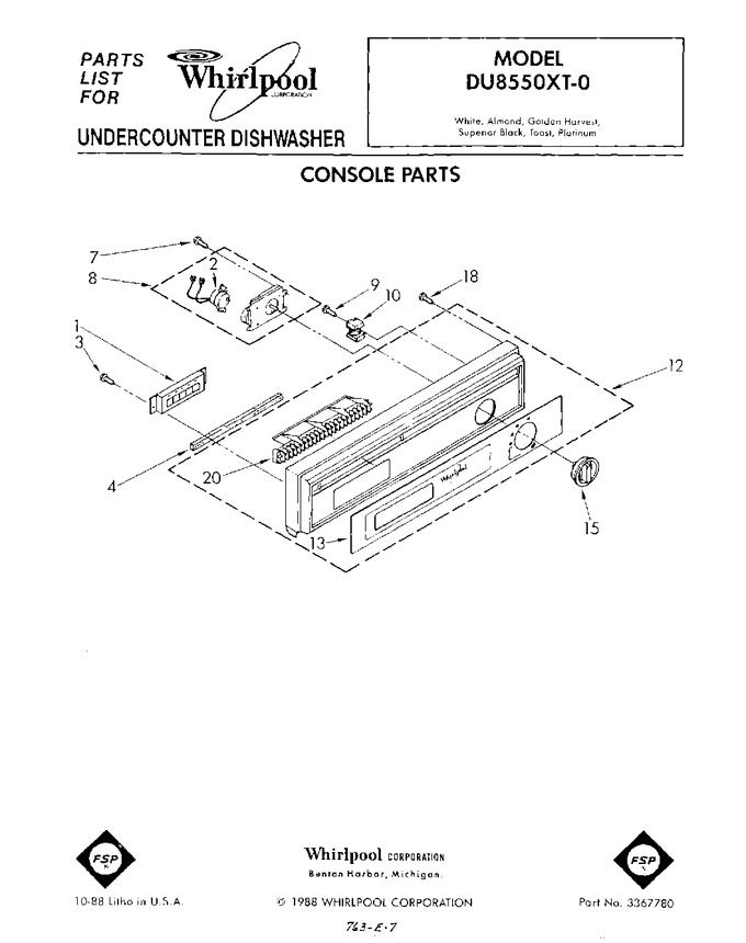Diagram for DU8550XT0