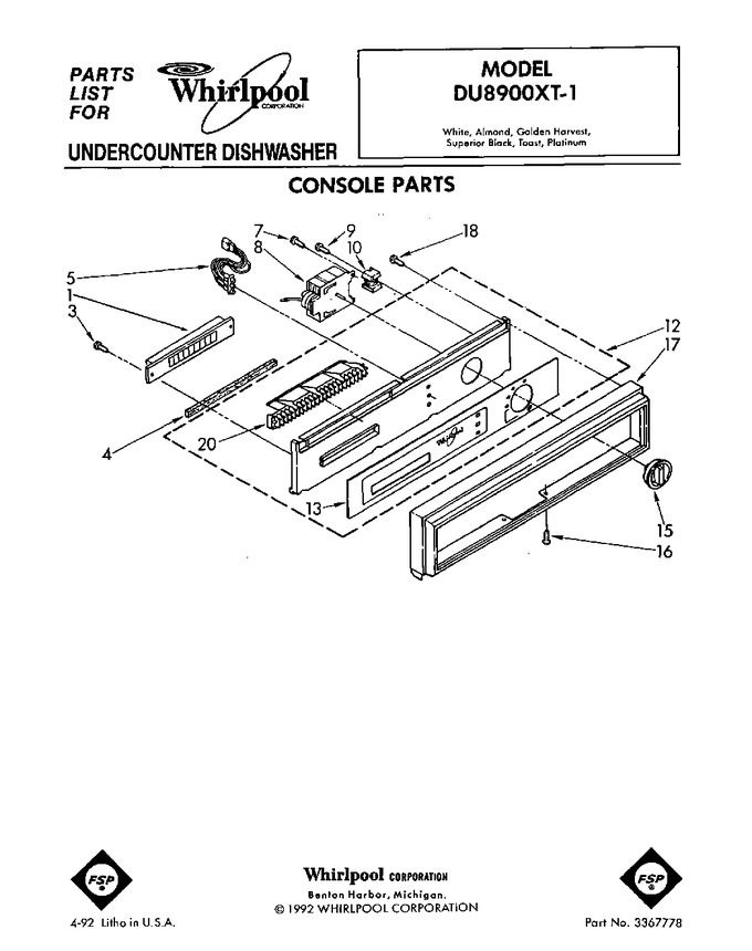 Diagram for DU8900XT1
