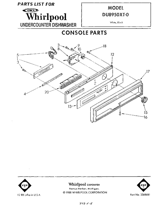 Diagram for DU8950XT0
