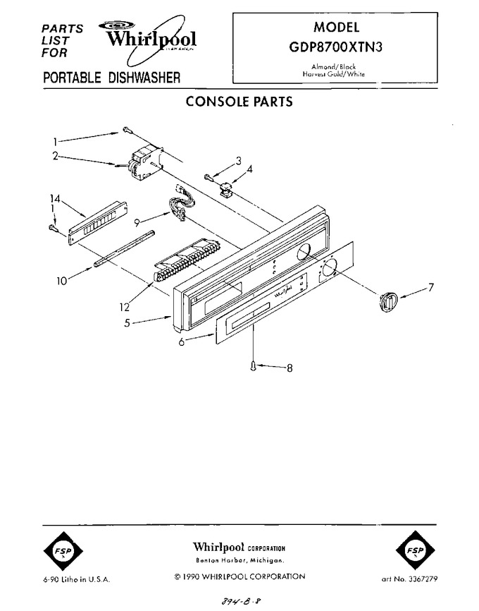 Diagram for GDP8700XTN3