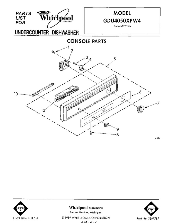 Diagram for GDU4050XPW4