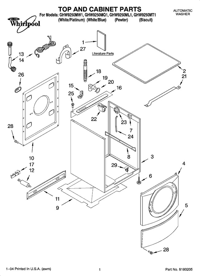 Diagram for GHW9250MT1
